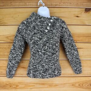 Marshall Field's Cowl Neck Sweater Womens M Dark Brown Black & White MERINO WOOL